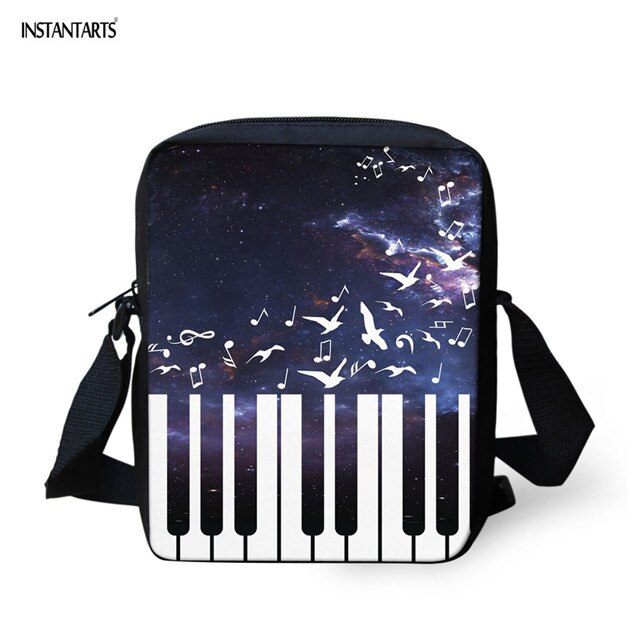 INSTANTARTS Music Note Piano Crossbody Bag Brand School Student Bookbag Mini Messenger Bag Flap Handbag Schoolbag: HM10085E