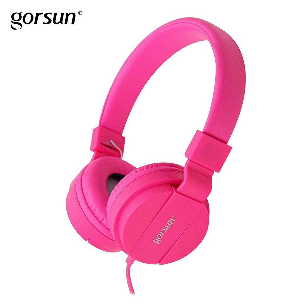 Bashörlurar, lätta stereo hopfällbara trådade hörlurar för barn justerbart huvudband headset för telefoner dator pc musik: Rosa