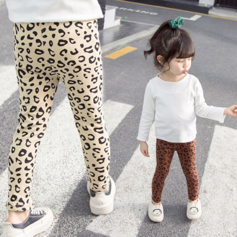 2-7y småbørn barn baby piger leopard leggings forår efterår børn piger bukser strømpebukser