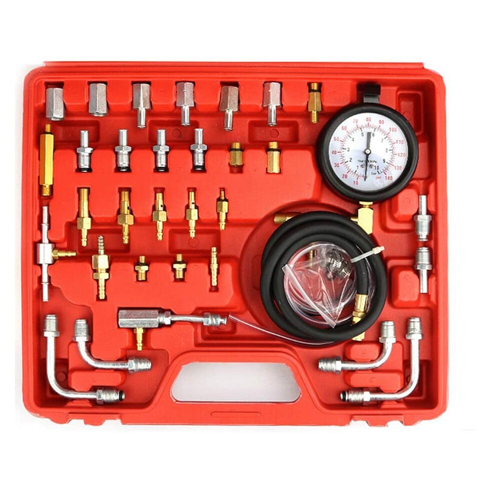 0-140PSI Universal Car Fuel Diesel Pressure Tester Tool Fuel Pressure Tester Gasline Injector Pump Pressure Gauge Kit Set