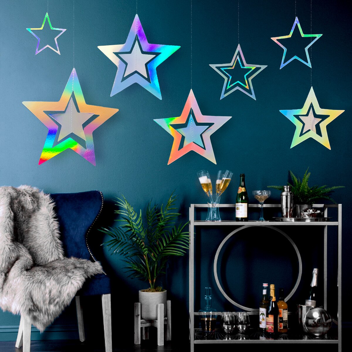 Star Banner Garland Paper Stars Streamer Glitter Bunting Birthday Wedding Party Decorations Kids Room Decor Baby Shower Supplies