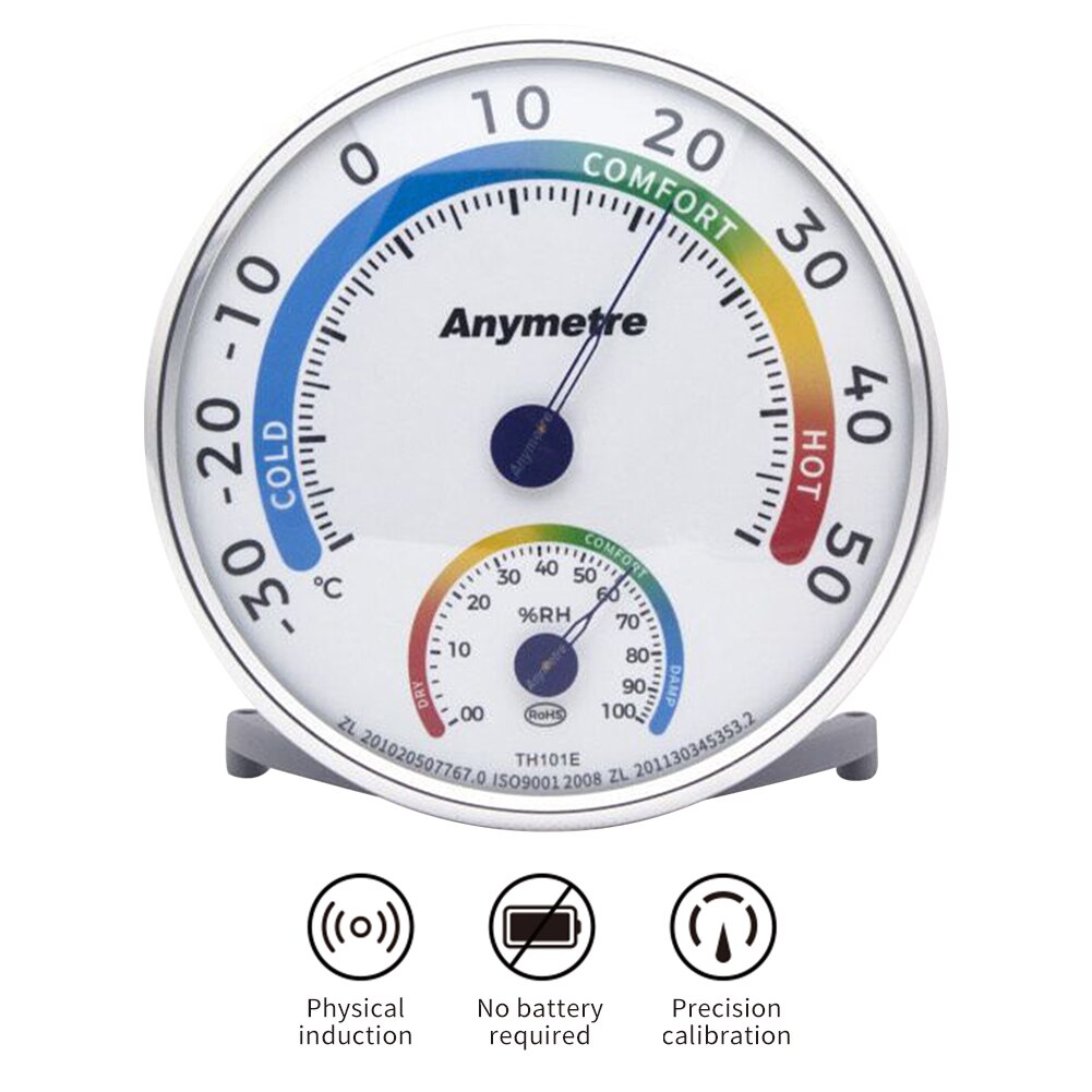 Weather Meter Gauge Pointer Display Multifunctional Portable ABS Thermometer Hygrometer Round Indoor Outdoor Office Wall Window