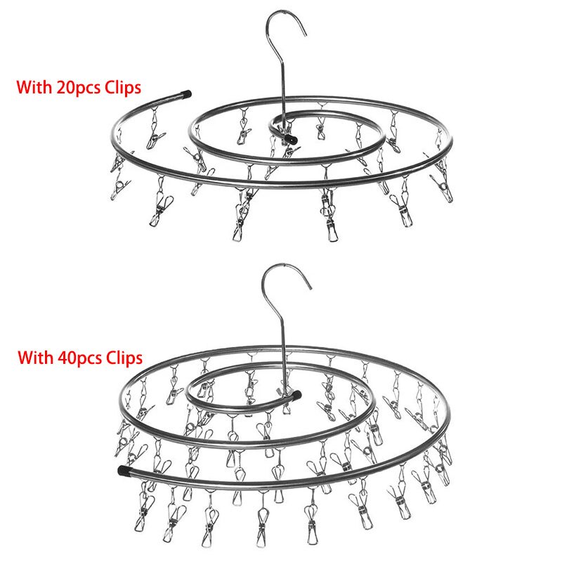 Stainless Steel Blanket Hanger Round Drying Rack Spiral Quilt Sheets Hanger Rotating Rack Clips Save Space Indoor Outdoor Hanger