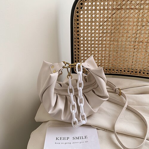 Moda bolsa de ombro chique saco das axilas para feminino pacote quadrado acrílico corrente pacote festa embreagem carteira bolsas bolsos mujer: WHITE