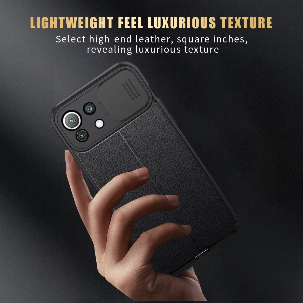 Lychee Pattern PU Leather Back Cover For Xiaomi Mi 11 Lite 5G NE Push Camera Protect Case Xiomi Mi11 Light 11Lite Silicone Cover