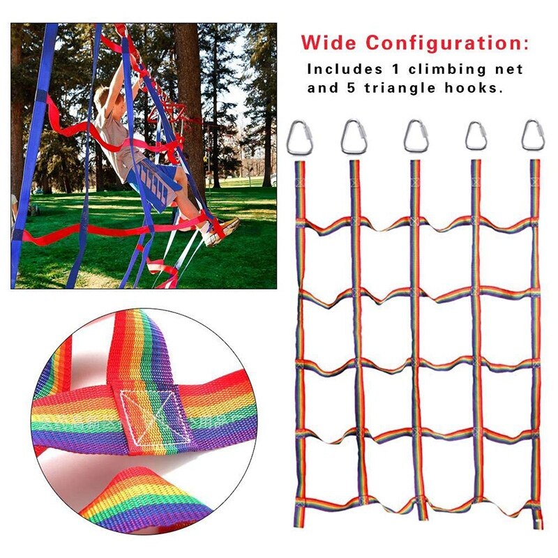 Outdoor Rainbow Climbing Net Ribbon Network Climbing Accessories for Training Climbing Children's Athletics