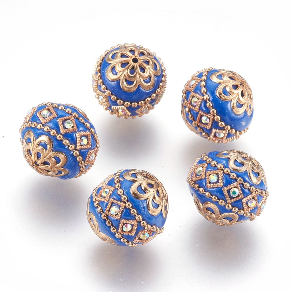 5 peças contas redondas artesanais indonésia para fazer jóias diy pulseira colar brinco decoração, com acessórios de descobertas de metal: Prateado