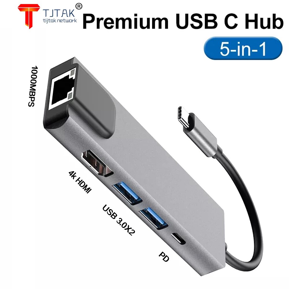 Usb C Hub Multipoort Adapter Met USB3.0 Pd Charger 4Khdmi RJ45 Ethernet Netwerk Adapter Voor Macbook Pro & Type C Windows Laptops