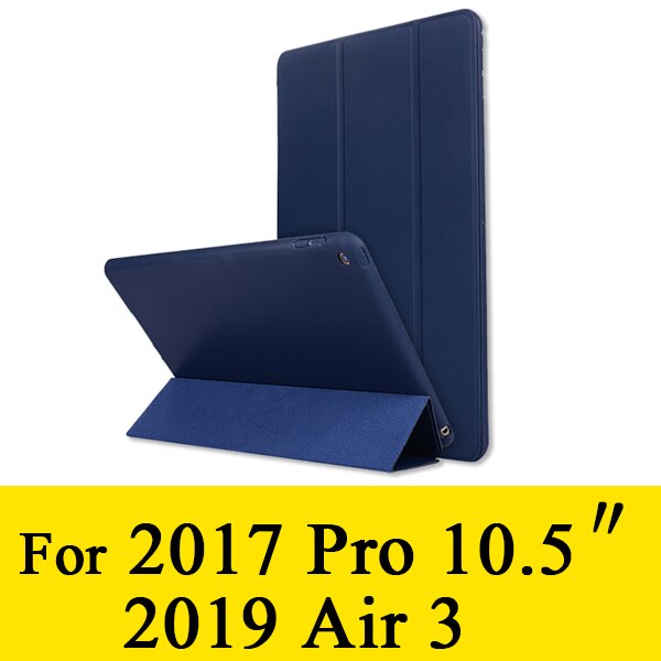 Rovtop Case Cover For iPad 9.7 Air 2 Air 1 Pro 10.5 Case Silicone Soft Leather Smart Case Cover for Generation Funda: Dark Blue Pro 10.5