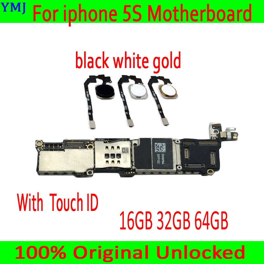 For iphone 5S Motherboard unlocked Mainboard With Touch ID/NO Touch ID,100% Original for iphone 5S Logic board Good Tested