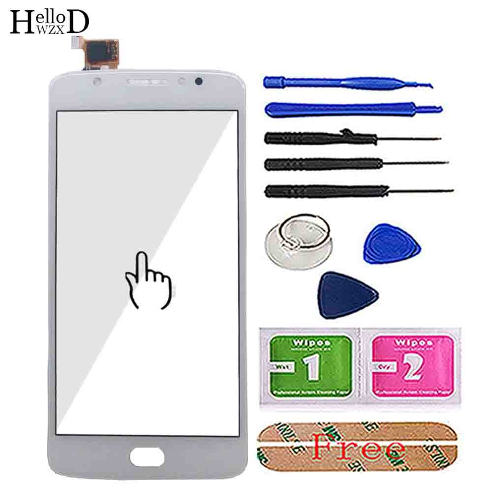 Touch Screen For Motorola Moto E4 XT1762 XT1763 XT1766 XT1767 Touch Screen Digitizer Panel Lens Sensor Front Glass Tools 3M Glue: White With Tools