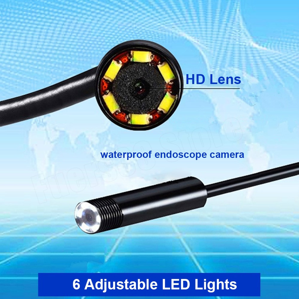 KERUI Mini Endoskop Kamera 7mm flexibel IP67 Wasserdichte Mikro USB Inspektion Endoskop Kamera für Android PC 6 LED Einstellbar