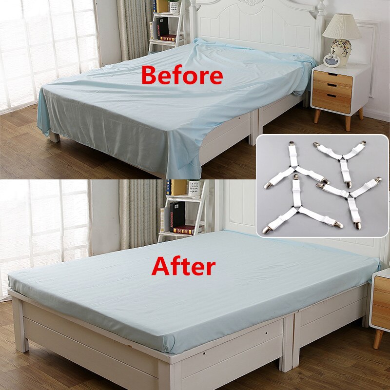 4 pièces/ensemble drap de lit pince drap de lit ceinture attache matelas élastique antidérapant pince couverture pince blanc et noir rose bleu kaki