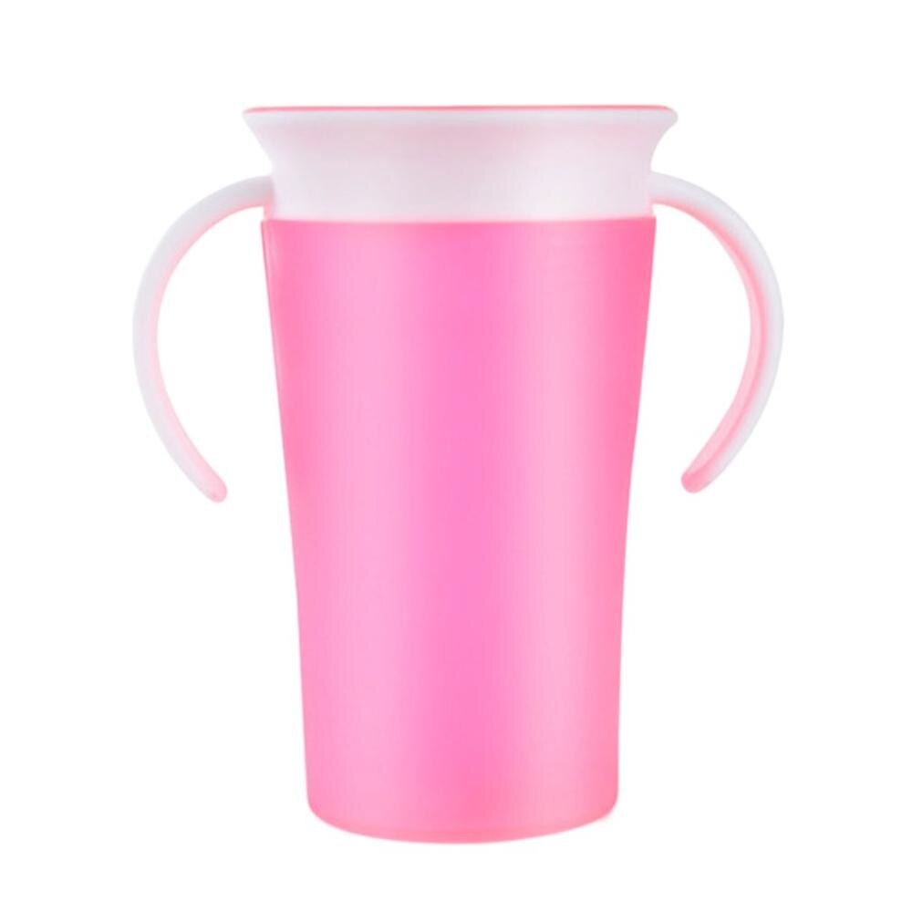 360 grad Gedreht Baby Lernen Trinken Ablauf Tasse freundlicher Wasser Fütterung Tassen Flasche mit Doppel Griff kippen Deckel Leck Beweis magie Tasse: Rosa
