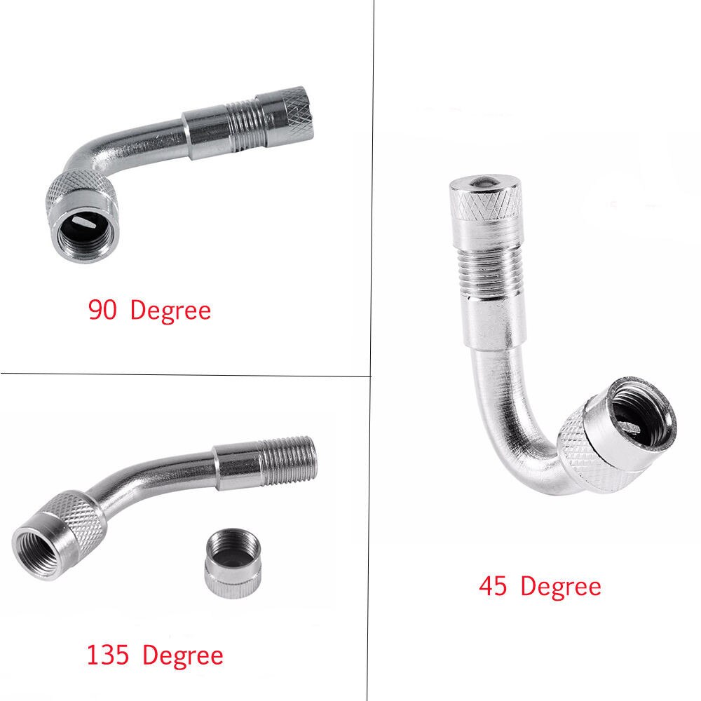 1pcs Car Motorcycle Metal Tire Valve Stem Extension with 45 90 135 Degree Adaptor for motorcycle automobile Electric vehicles