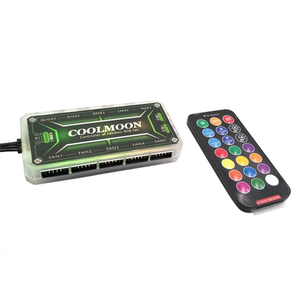 Coolmoon – boîtier de ventilateur RGB pour PC, silencieux, avec télécommande IR, 120mm: Bleu