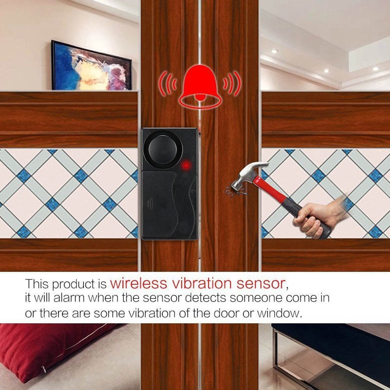 Wireless Anti-theft Alarm 105dB Loud Waterproof Door Vibration Alarm Intelligent Remote Control VH99