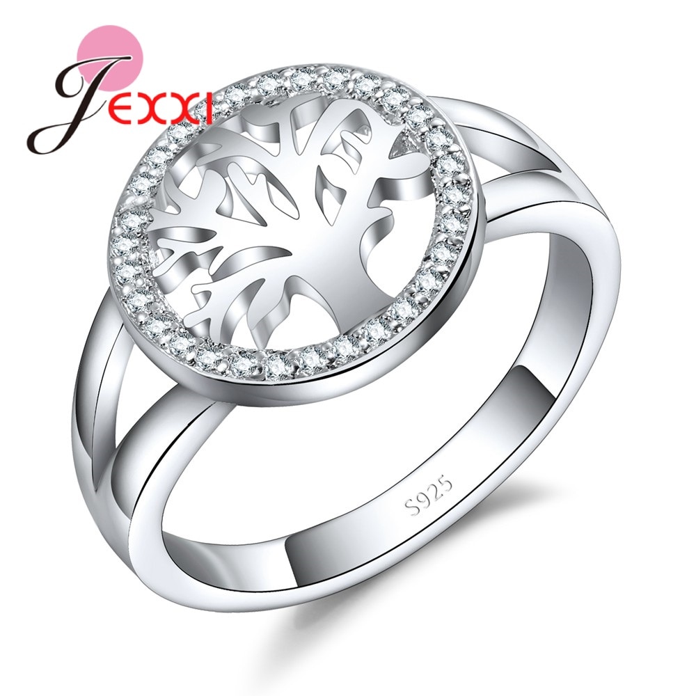 Boomvorm 925 sterling zilveren ringen voor vrouwen kubieke zirkonia trouwring voor meisjes ontwerp boom accessoire