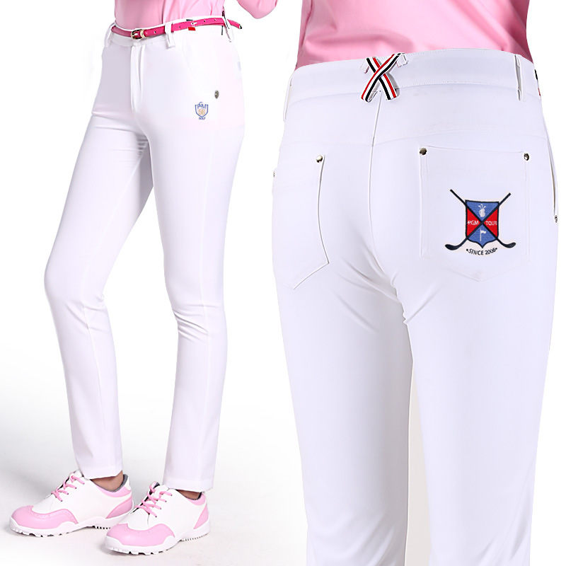 Pgm kvinder bukser dame bukser sportwear kvindelige slim tøj hurtigtørre bukser skinny pencil golf/tennis bukser xs-xl: Hvid / M