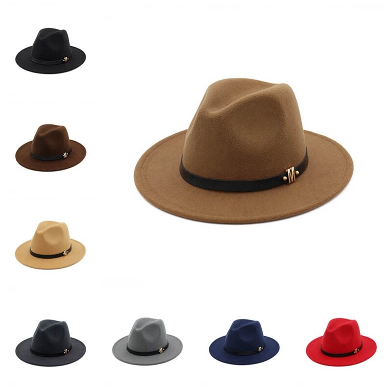 Hoeden Voor Mannen En Vrouwen 8 Stijl Wollen Cowboyhoed Retro Platte Top Grote Hoed Jazz Vilten Hoed Brede rand Hoed Gesp Mode Zonnehoed