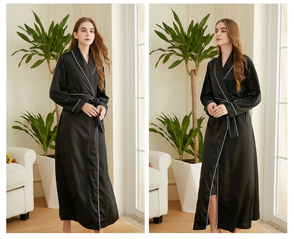 Satin Robes Bridesmaid Bride Robe Wedding Long Womens Robe Lingerie Sleepwear Lady Long-Sleeve Nightgowns Bathrobes