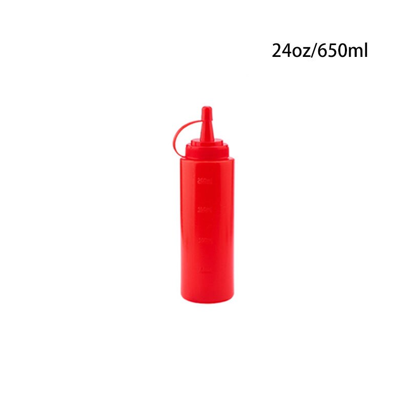Plastic Naald Neus Salade Dressing Squeeze Fles Ketchup Duurzaam Mosterd Kruiderij Dispenser Flessen Keuken Accessoires: 24 oz (650ml)-Red