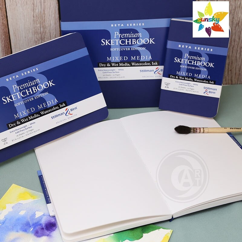 Stillman &amp; Birn Beta Serie Softcover Schetsboek, 5.5 "X 3.5", 270 Gsm (Extra Zwaargewicht), Wit Papier, Koude Pers Oppervlak