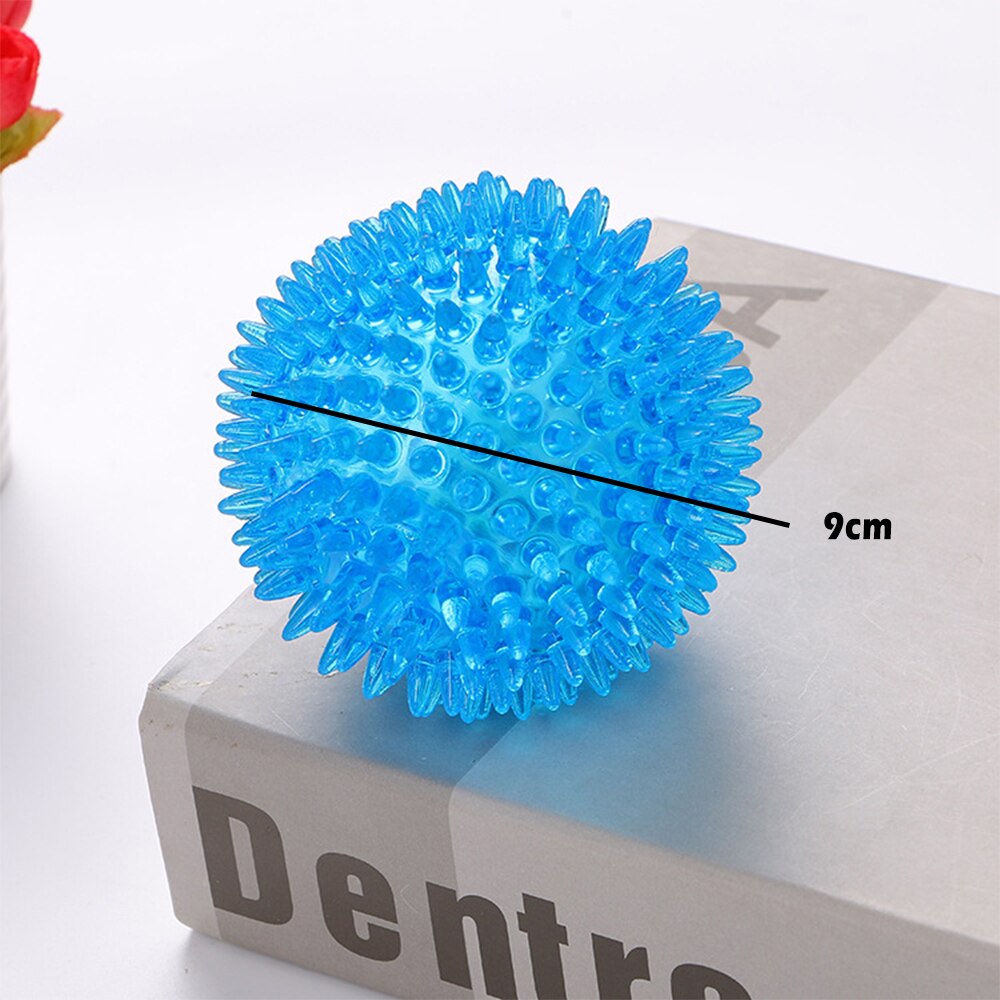 Pet Dog Squeaky Toy Dog Rubber Squeaker Toys Safety Durable Dogs Ball Toy for Dog Chew Toy Toothbrush Molar Toys Perro Juguetes: New Ball Blue