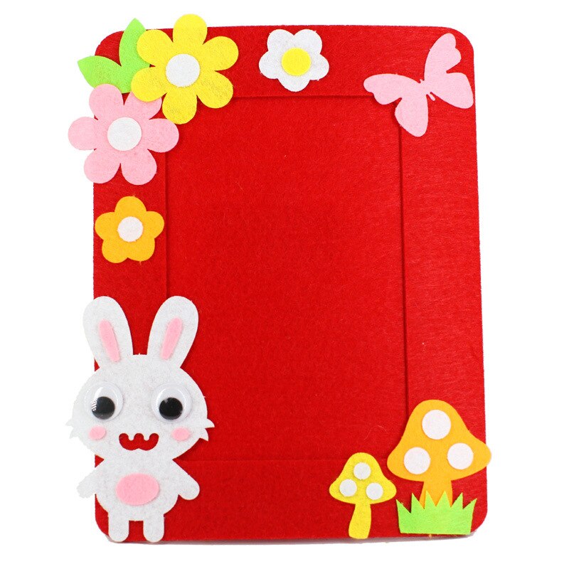 DIY3D Fotolijst Kinderen Niet-geweven Stof Stickers Handgemaakte Diy Speelgoed Materiaal Pakket Niet-geweven Stof Foto frame Craft: Rabbit