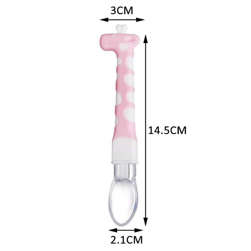 Baby Giraffe Training Lepel Veiligheid Leuke Cartoon Dieren Zuigelingenvoeding Lepel Siliconen Zachte Hoofd Baby Gebruiksvoorwerpen Kinderen Servies