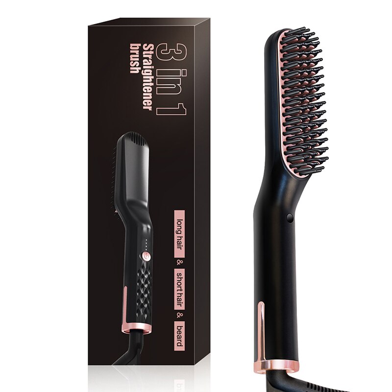 EU Plug Advanced Anti-Scald Electric Ion Heated Beard Straight Hair Comb Brush - Straighten Beard and Hair Suitable for Men and: Default Title
