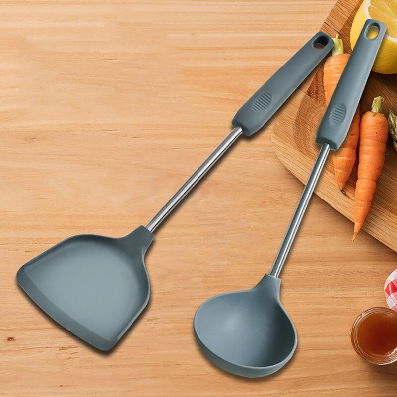 Non-Stick Kitchen Utensil Silicone Cooking Frying Spatula Soup Ladle Turner Soup Spoon Porridge Cooking Utensils Spatula Ladle