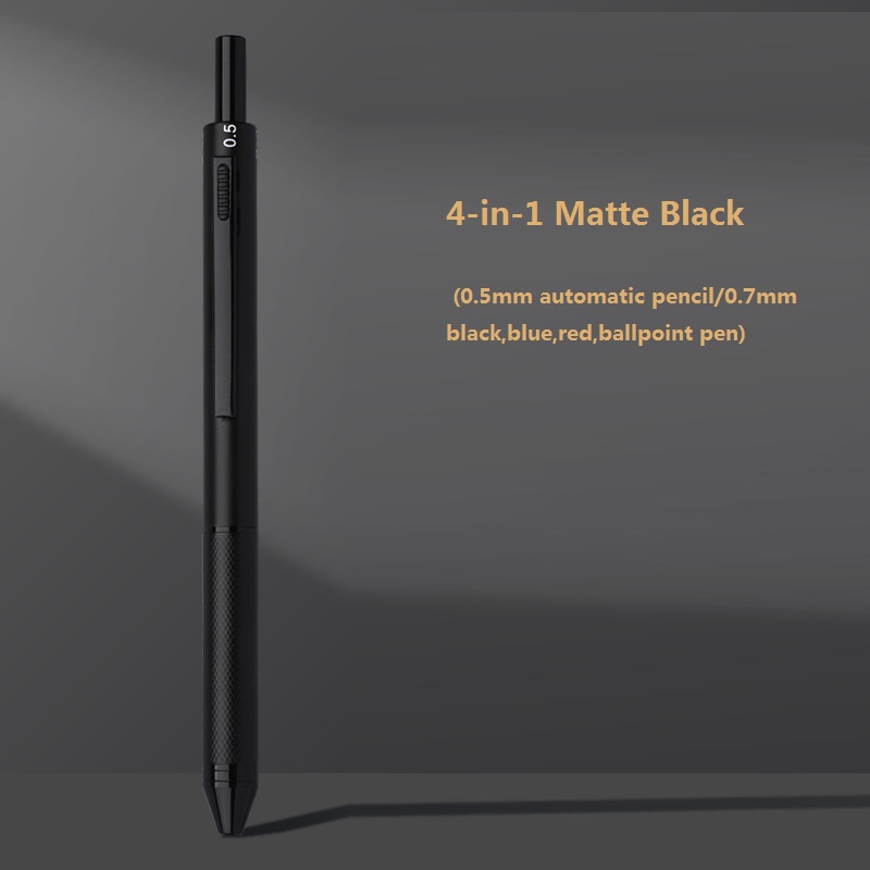 4 In 1 Multifunction Luxury Pen, 0.7mm 3 Color Ballpoint 0.5mm Mechanical Pencil, Gravity Sensor Metal Retractable Pens Długopis: WHITE