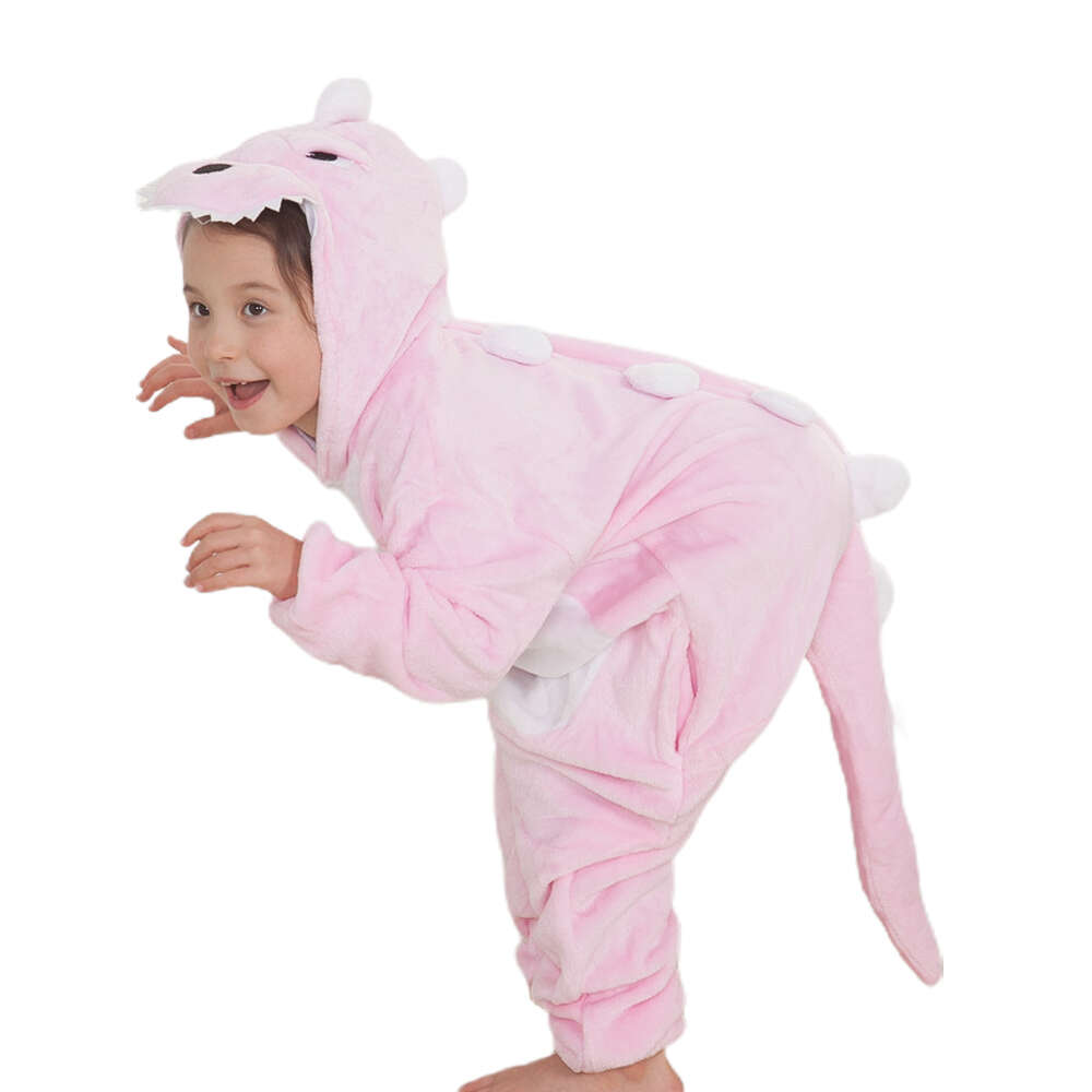 Pijama de dinosaurio rosa para niños, mono con capucha, bonito Animal, Kigurumi, ropa de dormir