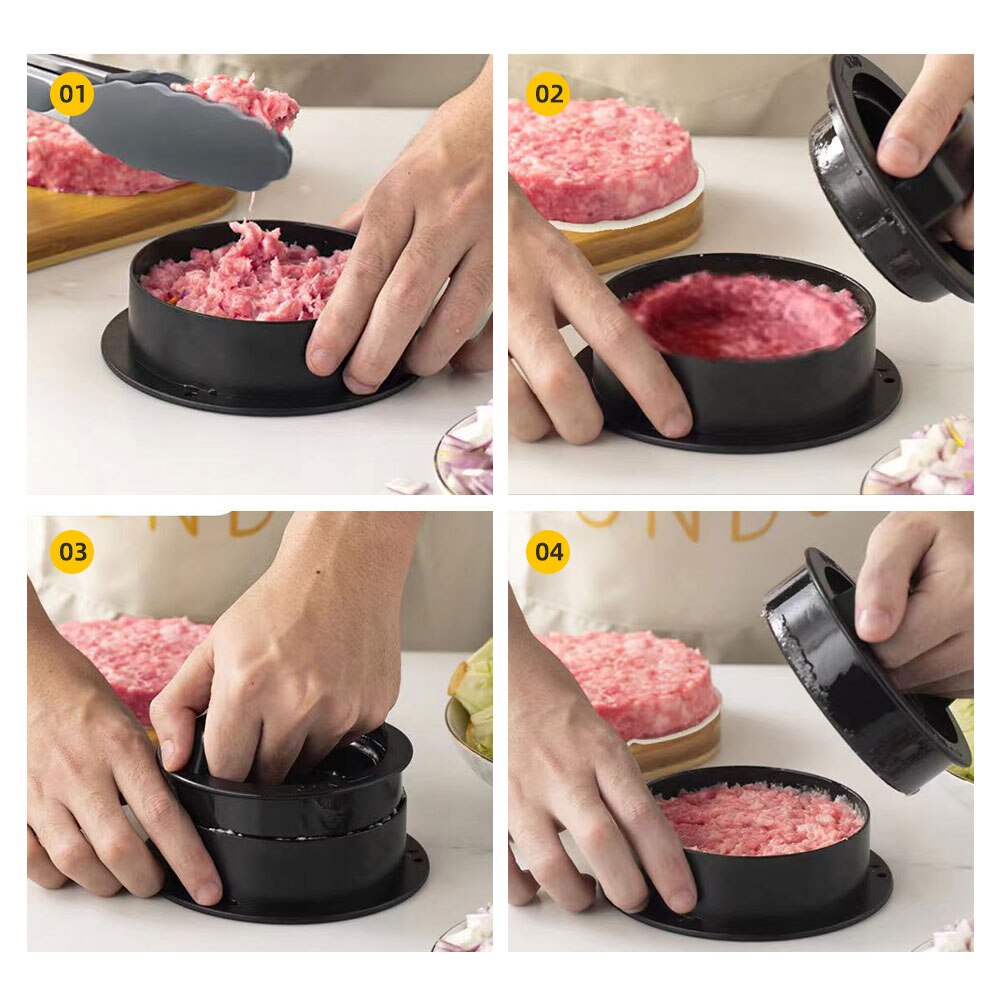 Manual ABS Hamburger Meat Press Maker Non-Stick Stuffed Round Shape Burger Patties Beef Grill Pie Press Mold Kitchen Accessories