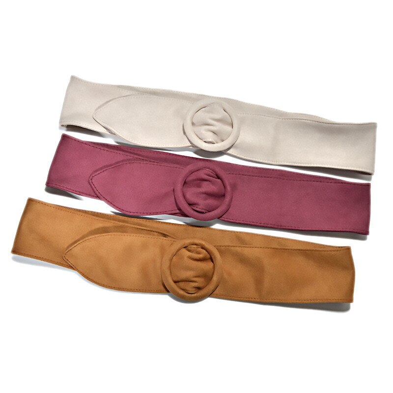Lange fluwelen riem suède jurk riemen dames cirkelknoop zwarte tailleband roodbruine versierde jas trui riem taille zeehond vloed