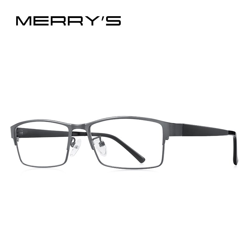 MERRYS -monture de lunettes pour hommes, en alliage de titane, monture TR90 jambes, pour myopie, monture optique, Style Business, S2211: C02 Gray