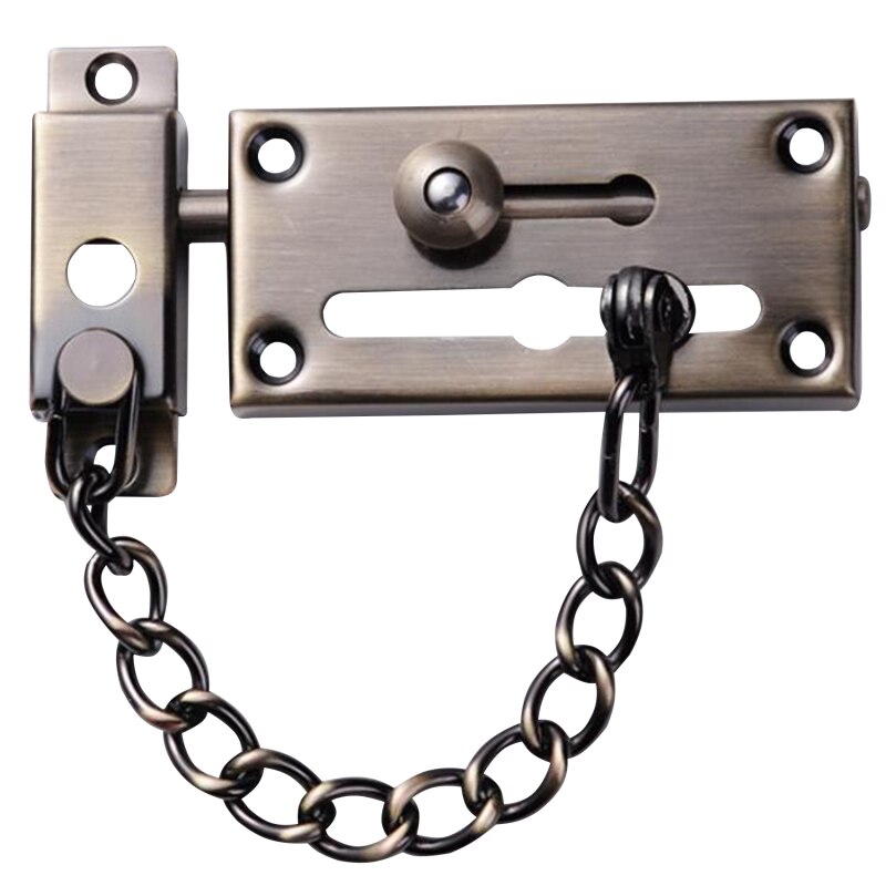 Door Security Guard Chain Alloy Hotel Home Door Window Safety Sliding Bolt Anti-theft Chain Lock Antique Latch Hardware: green bronze