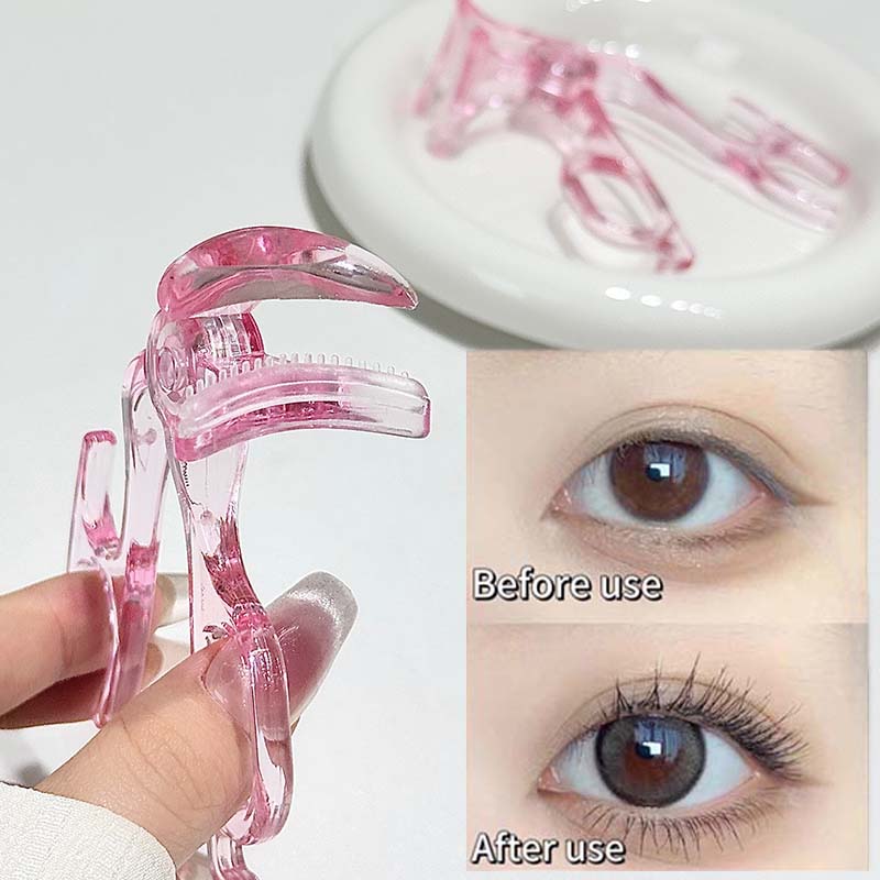 Rizador de pestañas con peine de dientes sin marco para rizar y dar forma a las pestañas naturales herramienta para rizar pestañas gran angular herramienta de maquillaje de ojos: LIGHT BLUE