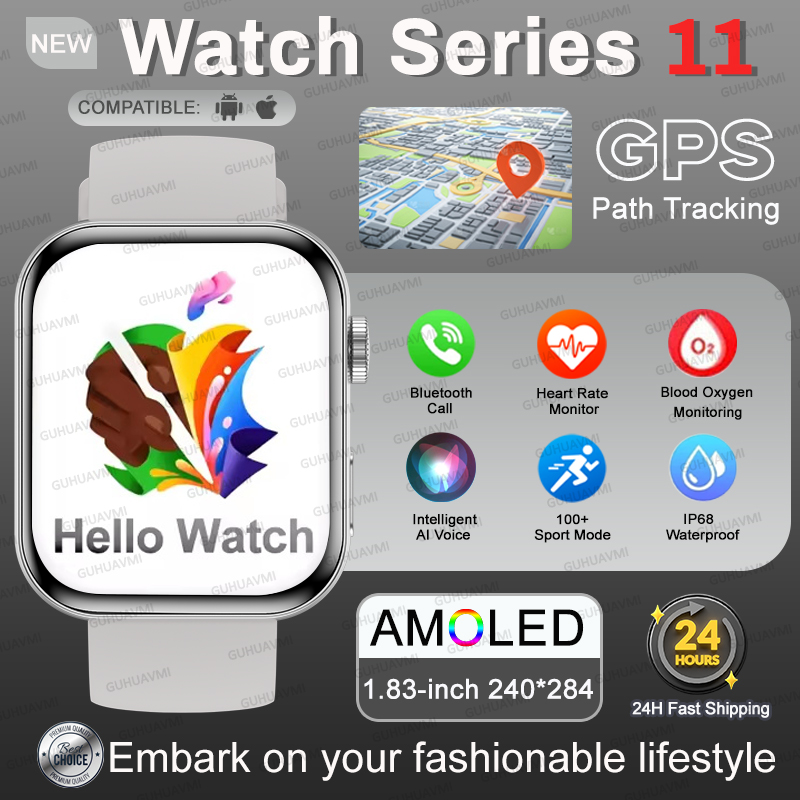 Versione globale Moda NUOVO Orologio Serie 11 Uomo Donna SmartWatch GPS Traiettoria Bracciale HD Bluetooth Chiamata sport Orologio impermeabile