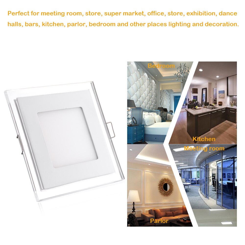 15W Recessed Square Shape DuaL Color LED Panel Light Blue and White Lamp Downlight AC 100-245V Warm White