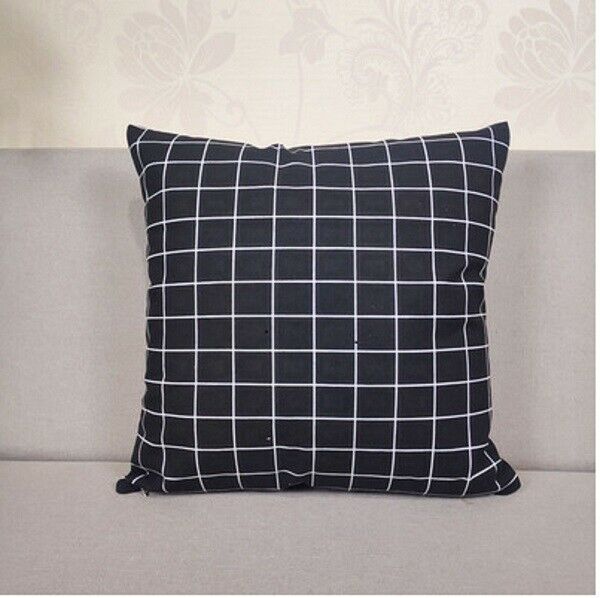 Geometrische katoenen linnen kussenhoes kussensloop banksprei modern kunstpatroon 45*45cm huisdecoratie decoratieve kussensloop: Zwart vierkant