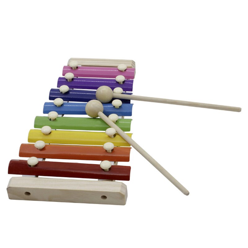 8 Tones Wooden Brain Game Musical Toys Xylophone Rainbow Color Hand Knock Mini Piano Xylophone Musical Instrument: Default Title