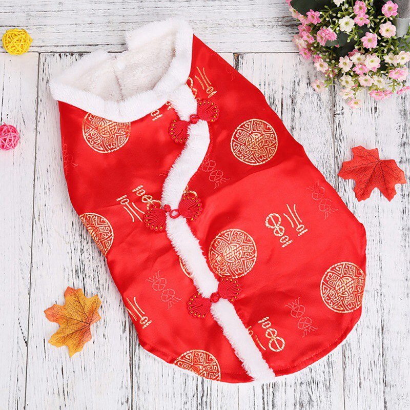 Silke tang dragt kæledyr forår festival kostume til hunde varm vinter tøj ærmeløs frakke