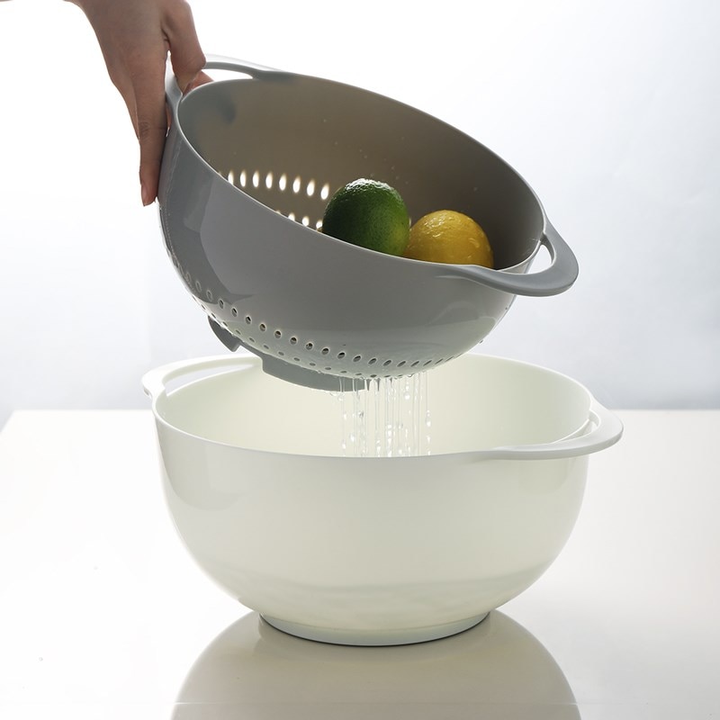 Taza medidora de plástico para hornear, cesta de drenaje multifuncional para verduras y frutas, juego de herramientas de cocina para hornear, 8 unids/set por juego
