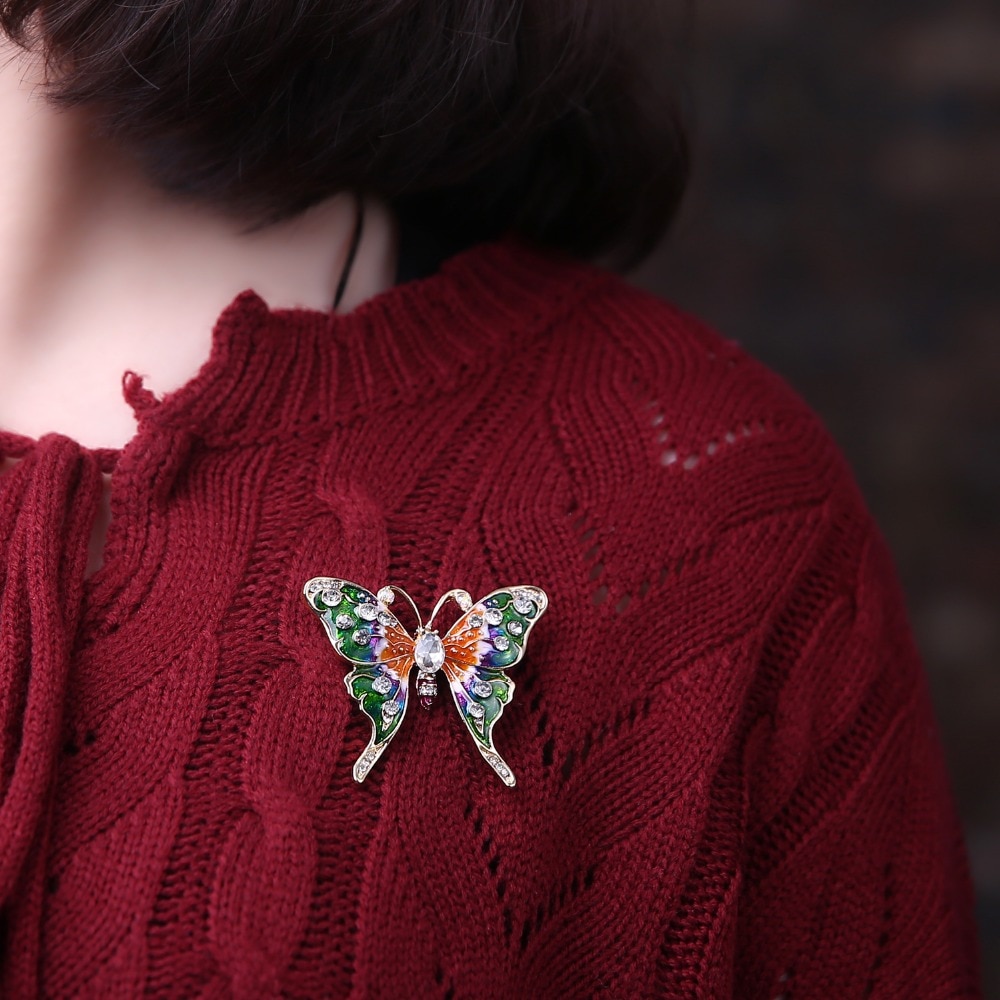 Rinhoo Beautiful pink Butterfly Small Insect Brooch Pins Animal Brooches for Women Decoration Jewelry Accessories For Women Girl