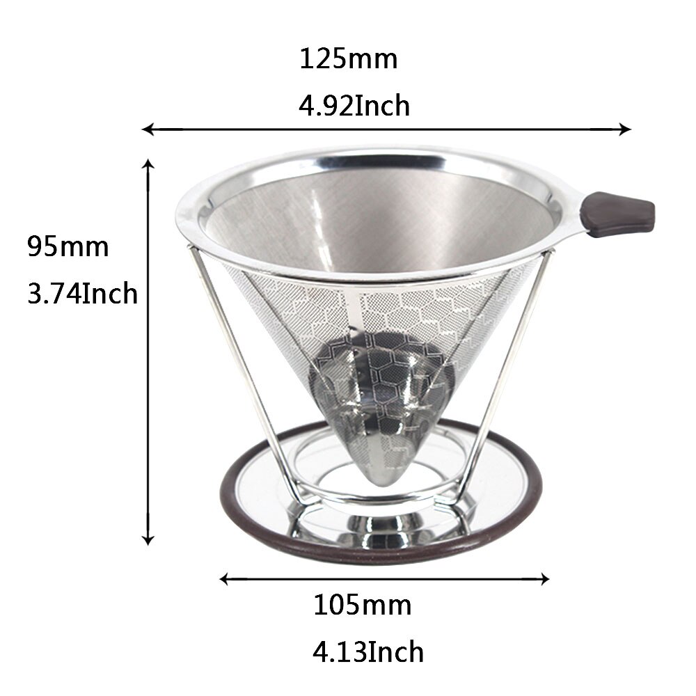 Dubbele Laag Koffie Filter 304 Rvs Drip Koffie Houder Trechter Manden Herbruikbare Coffe Filters en Stand Koffie Filter
