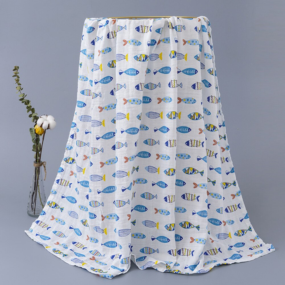 120cm dyreprint bomuldsgaze muslin absorberende nyfødt baby svøb tæppe bade amme håndklæde