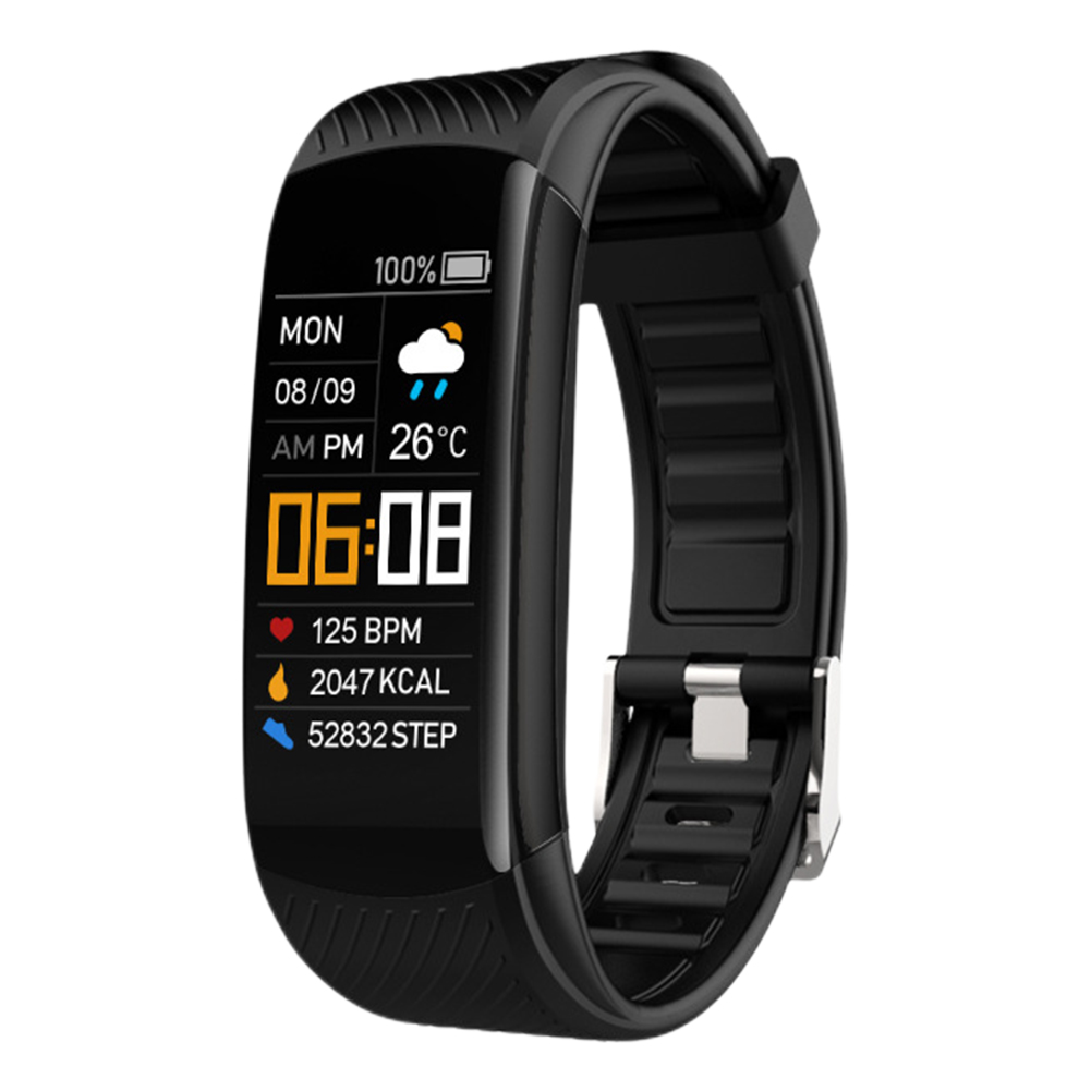 accorto guarda Impermeabile sport Smartwatch Frequenza cardiaca/pressione sanguigna/tenere sotto controllo dell'ossigeno nel sangue Ricarica diretta USB per esercizi tutto'aperto: nero