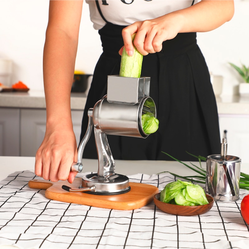 Rotary Cheese Grater Food Mills With Suction Base Cup & 1 Drum Blade for Cheese Grating and Nut Grinder